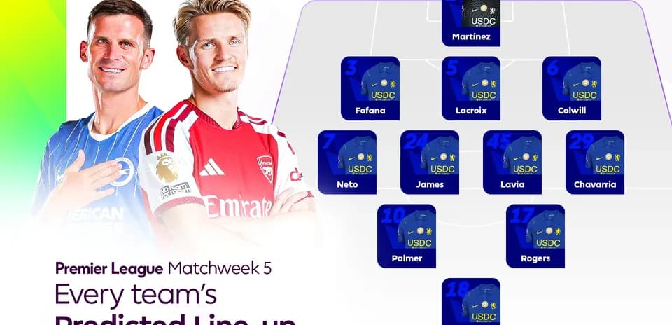 Alineación prevista de la Premier League Matchweek 5