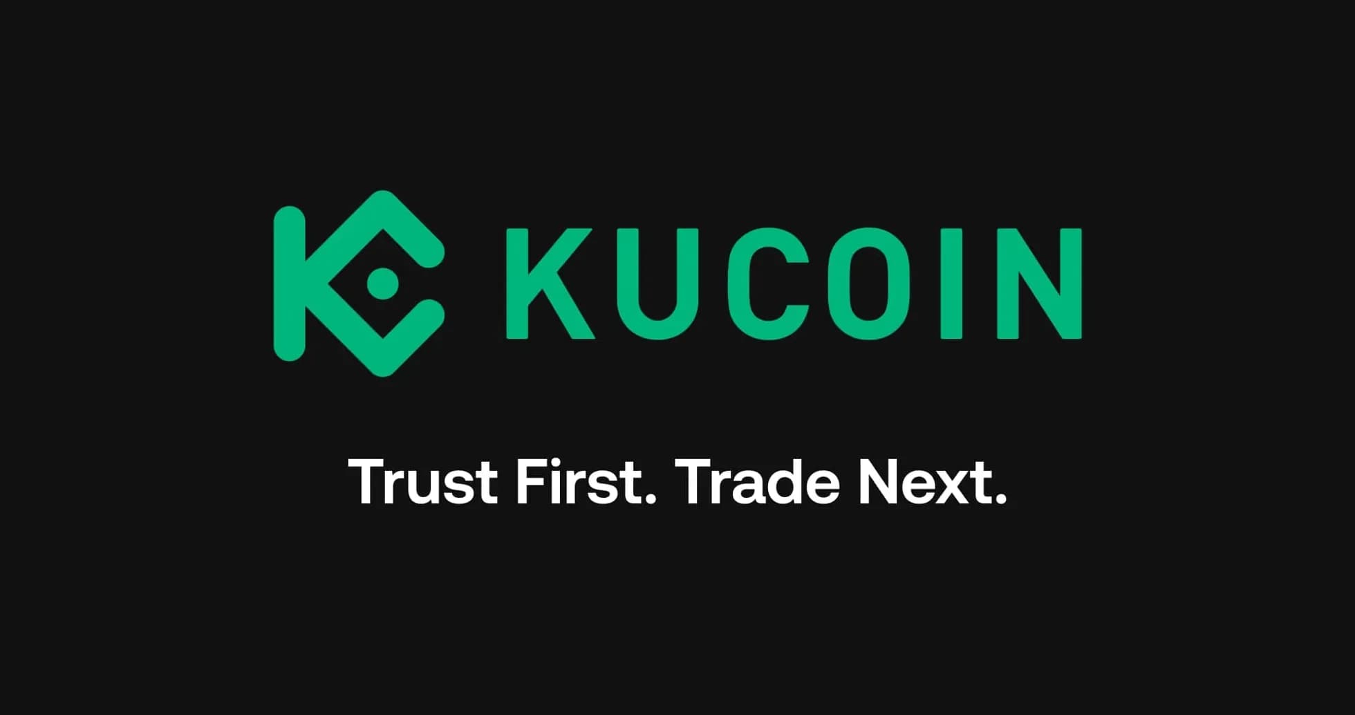 Logotipo de KuCoin con lema publicitario