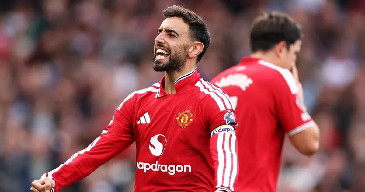 Bruno Fernandes celebrando en partido de Manchester United