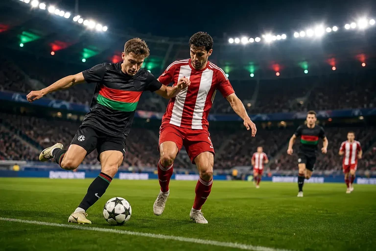 Jugadores compitiendo en la UEFA Champions League