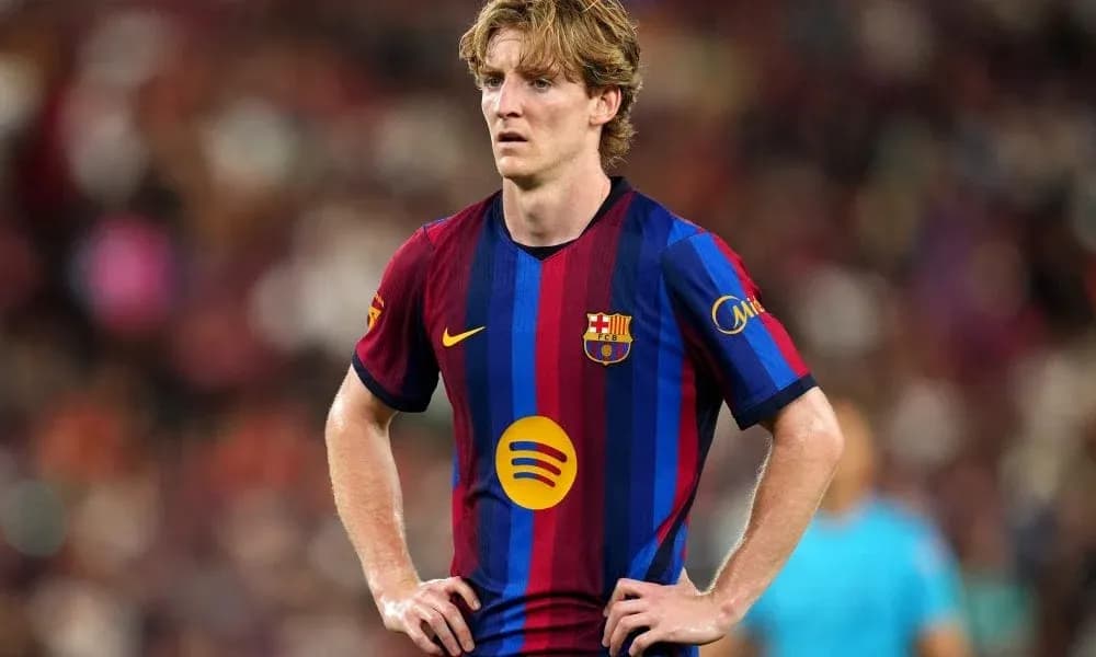 Jugador de Barcelona en el campo durante el partido