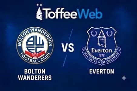 Logos de Bolton Wanderers y Everton en el enfrentamiento