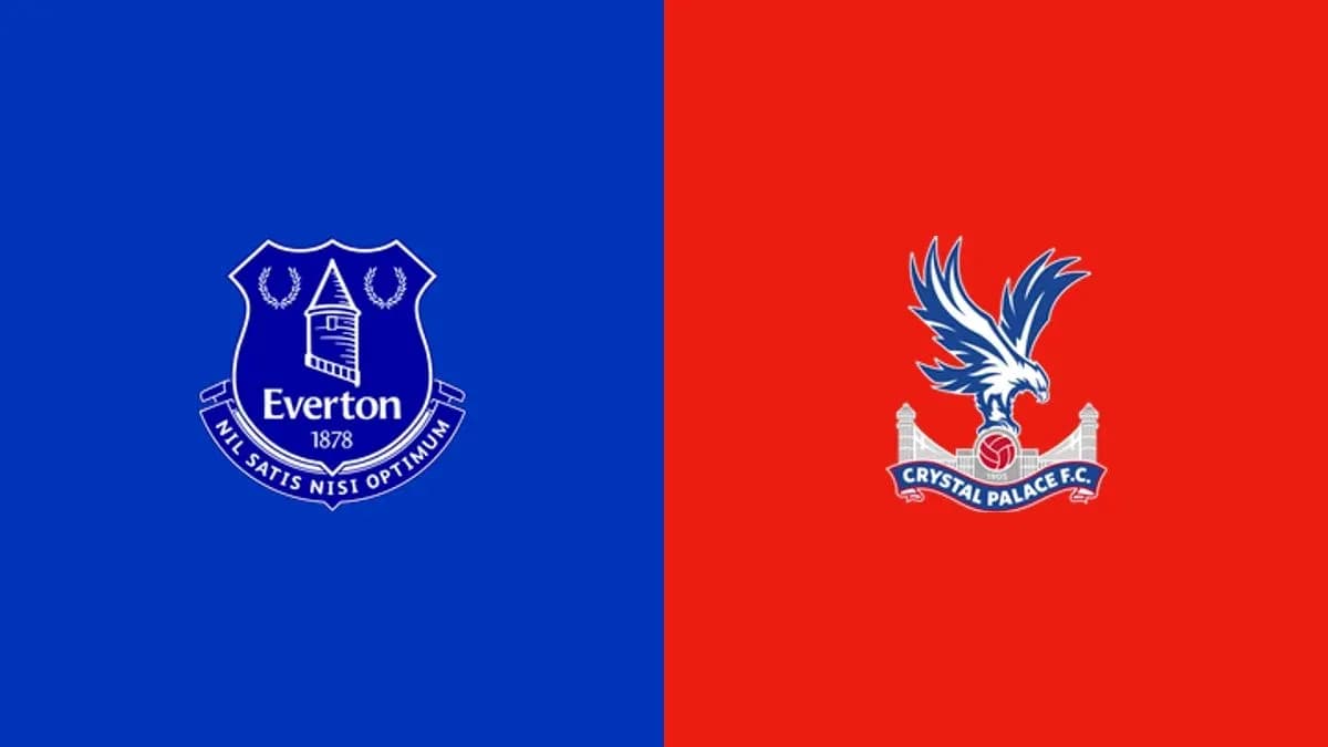 Escudos de Everton y Crystal Palace en fondo colorido