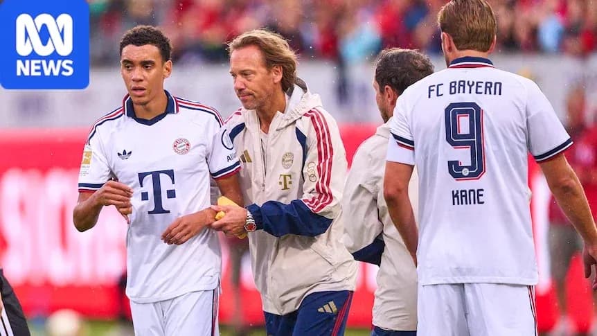 Jugadores de Bayern Munich durante un cambio en el partido