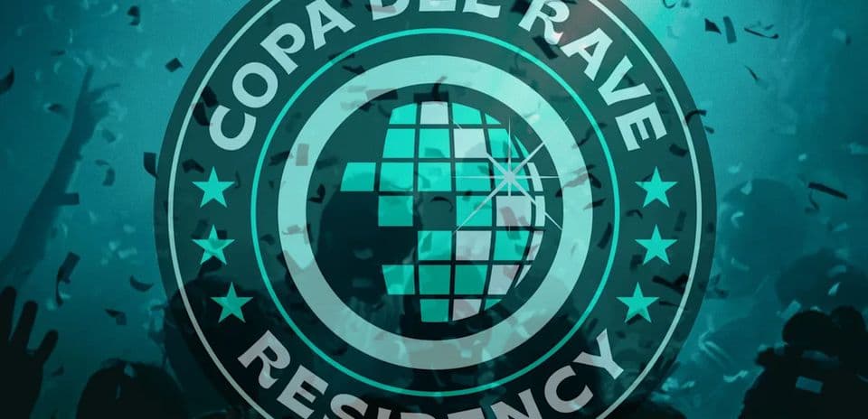 Logotipo de Copa del Rave con confeti de fondo