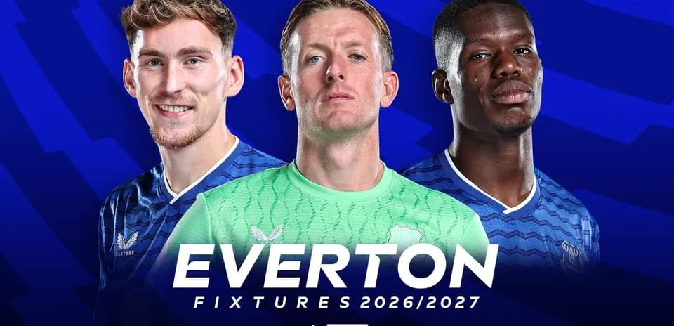 Jugadores de Everton con camiseta azul y verde