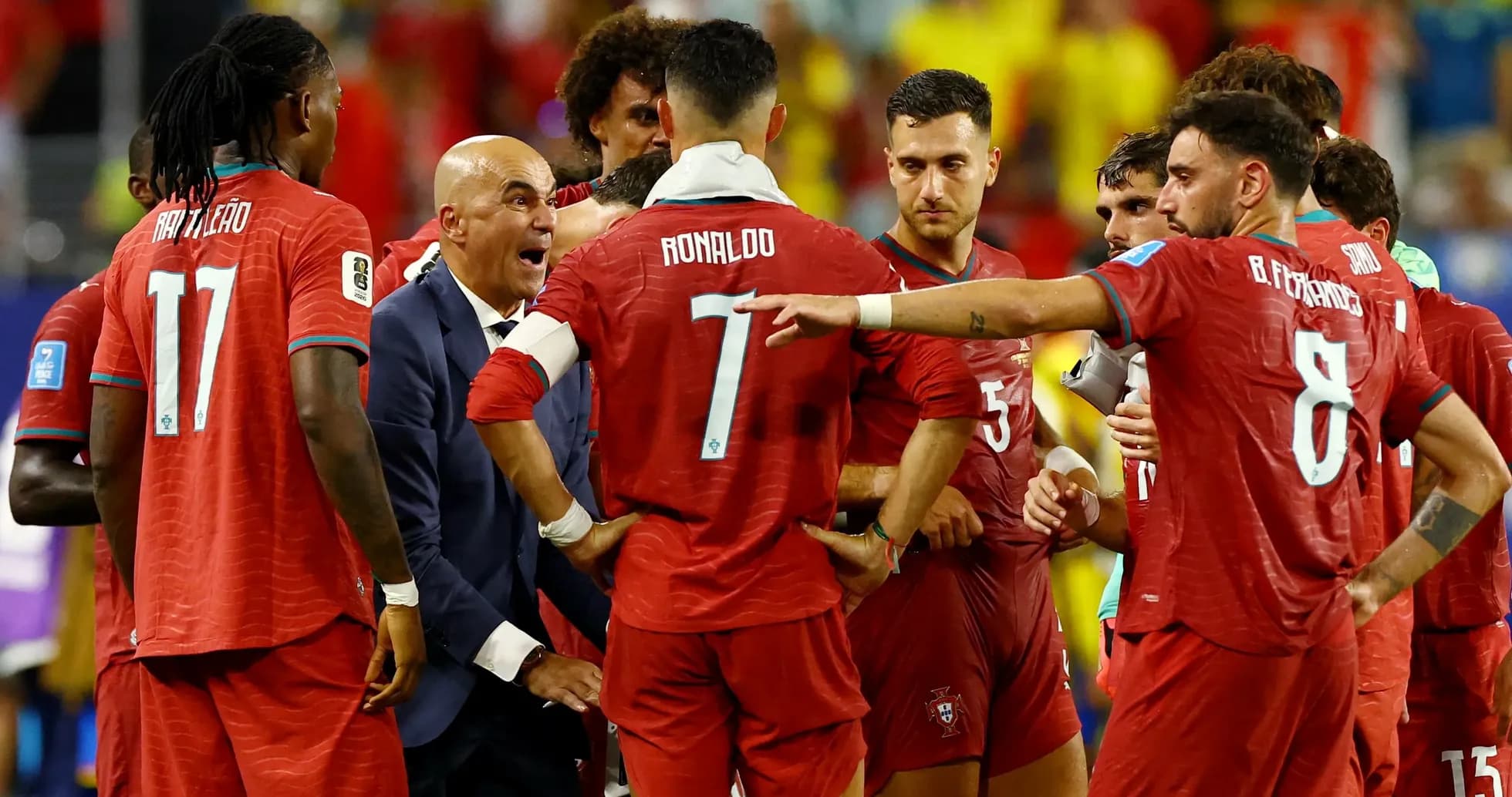 Portugal celebrando durante el partido contra Croacia