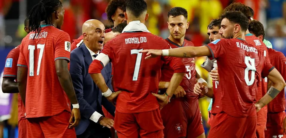 Portugal celebrando durante el partido contra Croacia