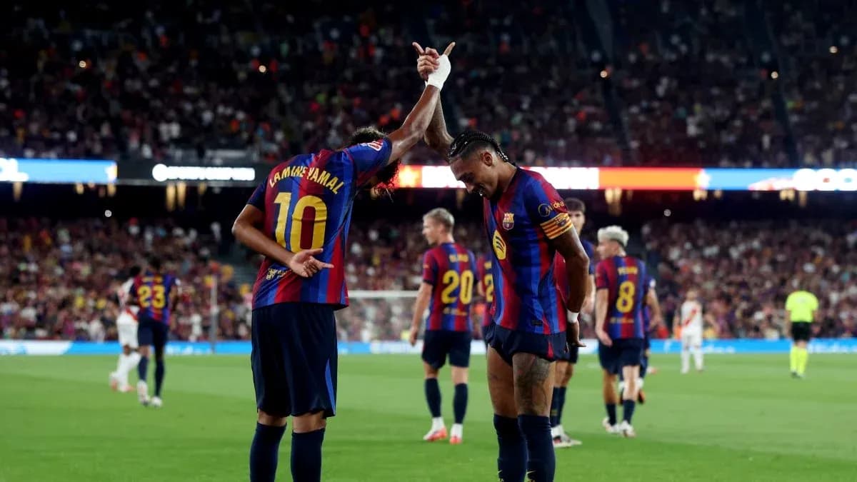 Jugadores de Barcelona celebrando un gol