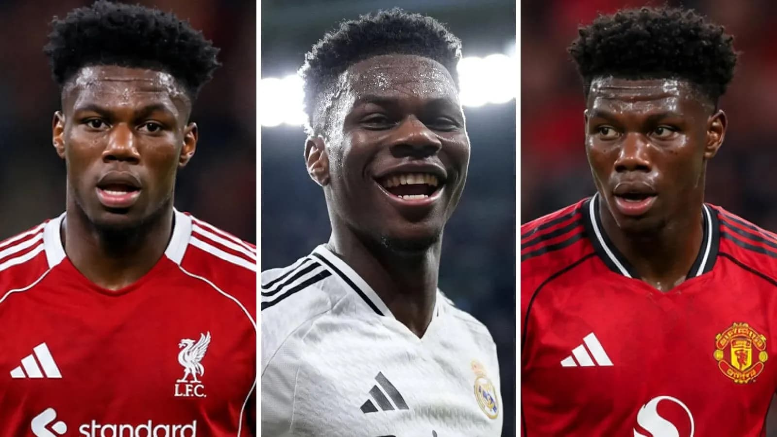 Jugador de fútbol en tres camisetas de clubes diferentes