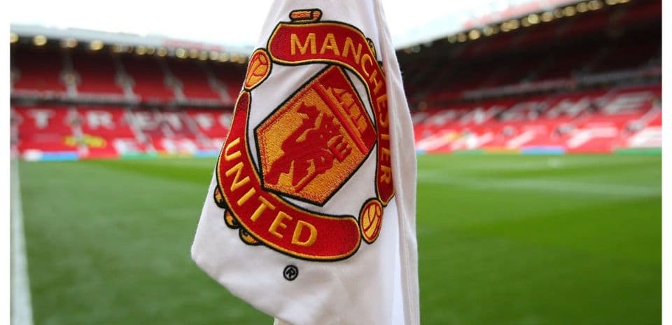 Bandera de esquina con logo de Manchester United