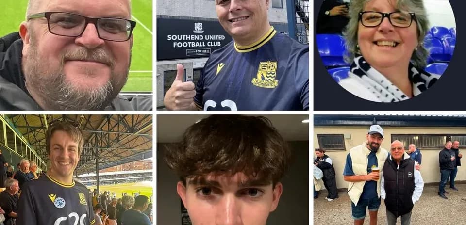 Diversos aficionados de Southend United en el estadio