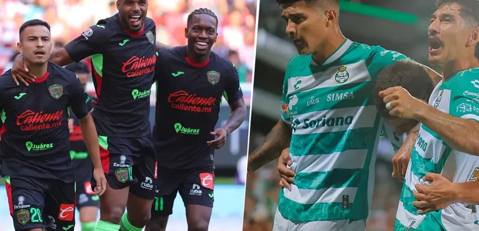 Jugadores de FC Juárez y Santos Laguna celebrando