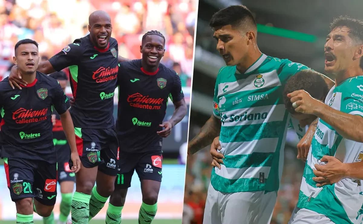 Jugadores de FC Juárez y Santos Laguna celebrando