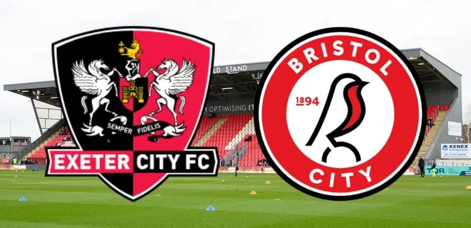 Escudos de Exeter City FC y Bristol City en el estadio