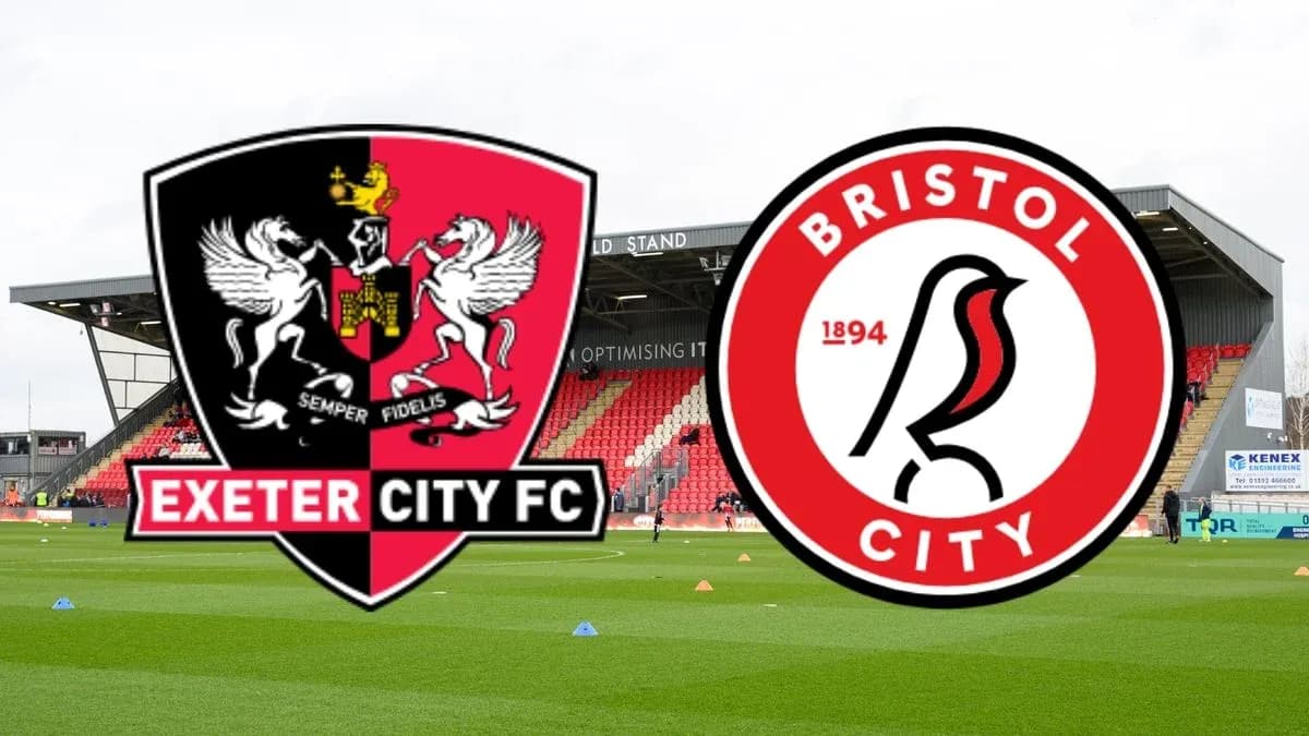 Escudos de Exeter City FC y Bristol City en el estadio