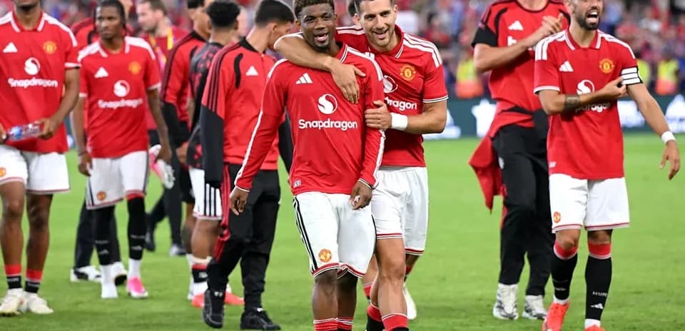 Jugadores de Manchester United celebrando tras un partido