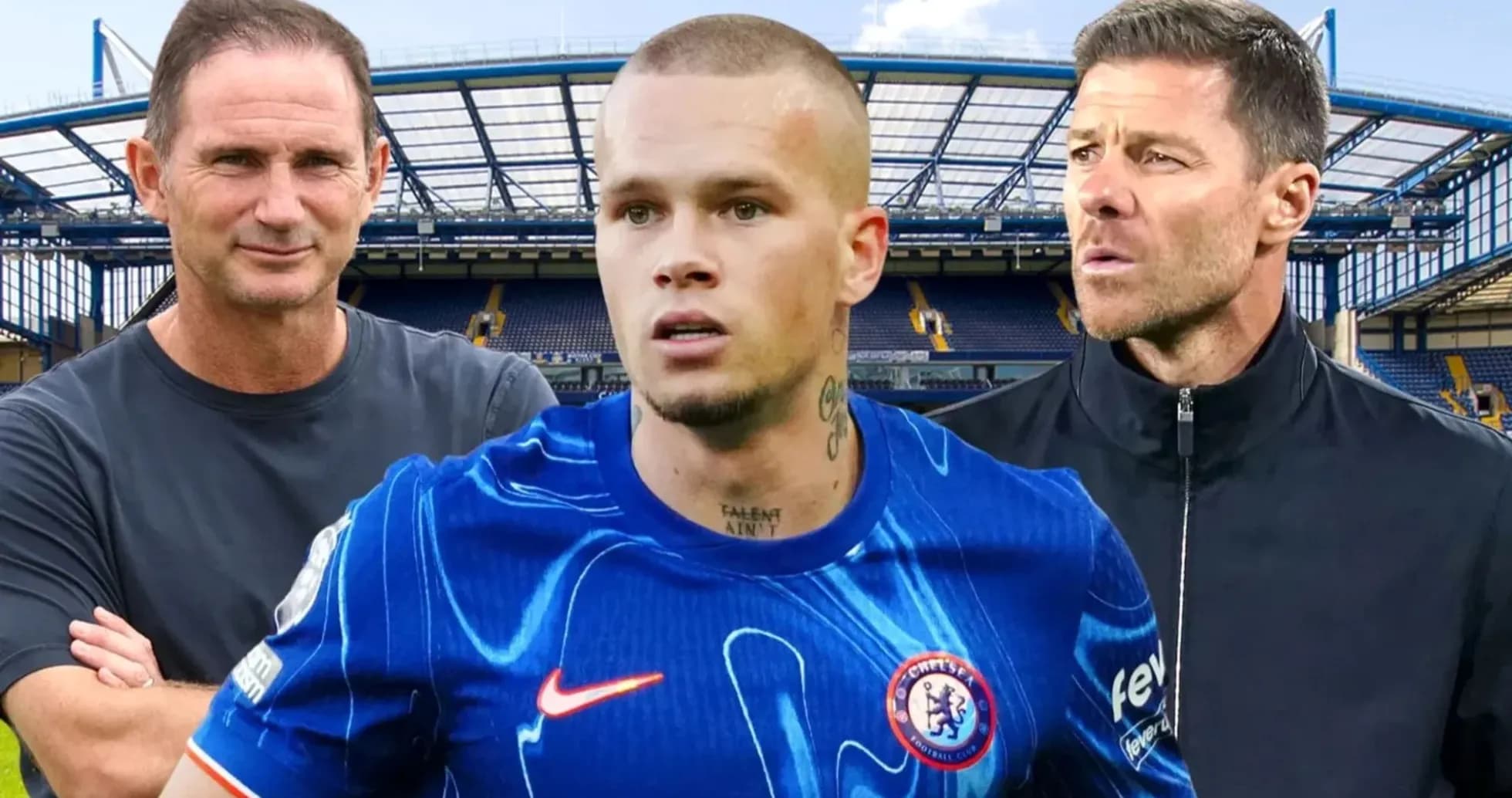 Jugadores y entrenadores en Stamford Bridge