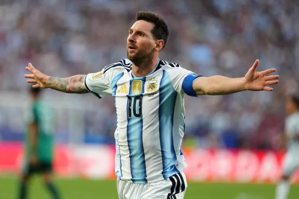 Lionel Messi celebrando un gol con Argentina