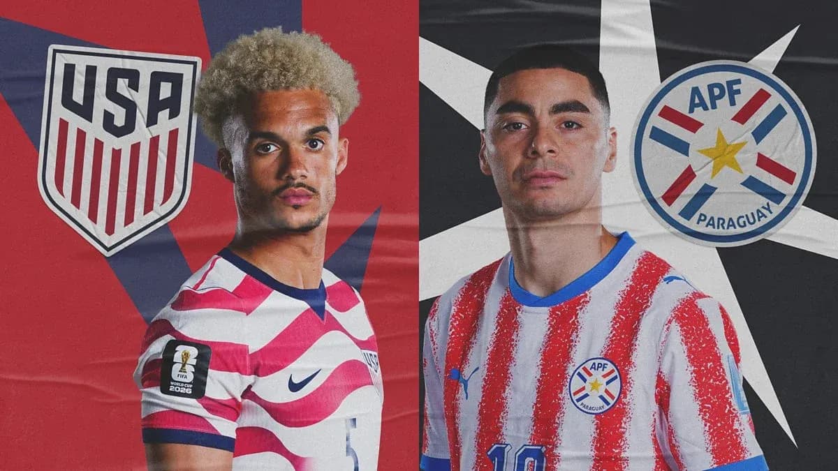 Jugadores de USA y Paraguay para el partido