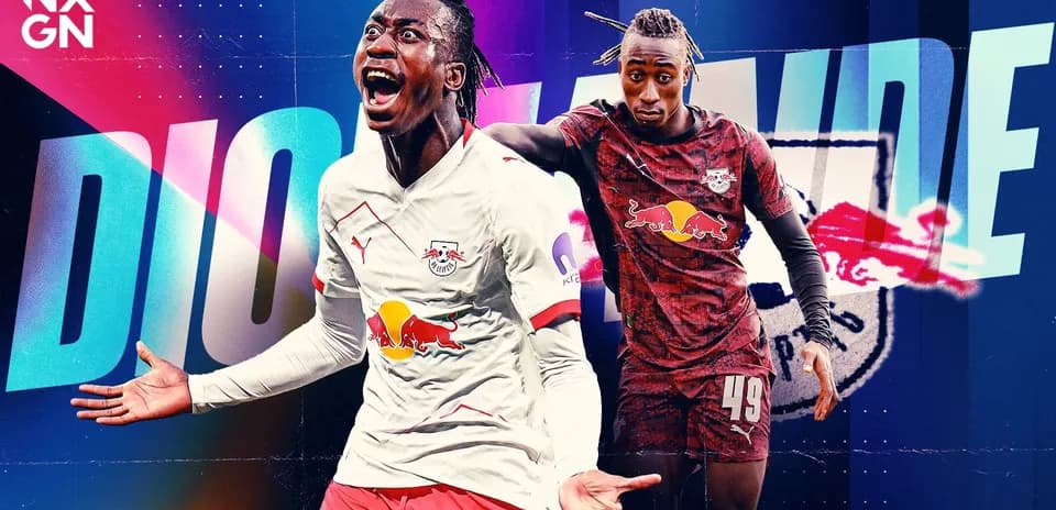 Diógenes celebrando un gol con camiseta de RB Leipzig