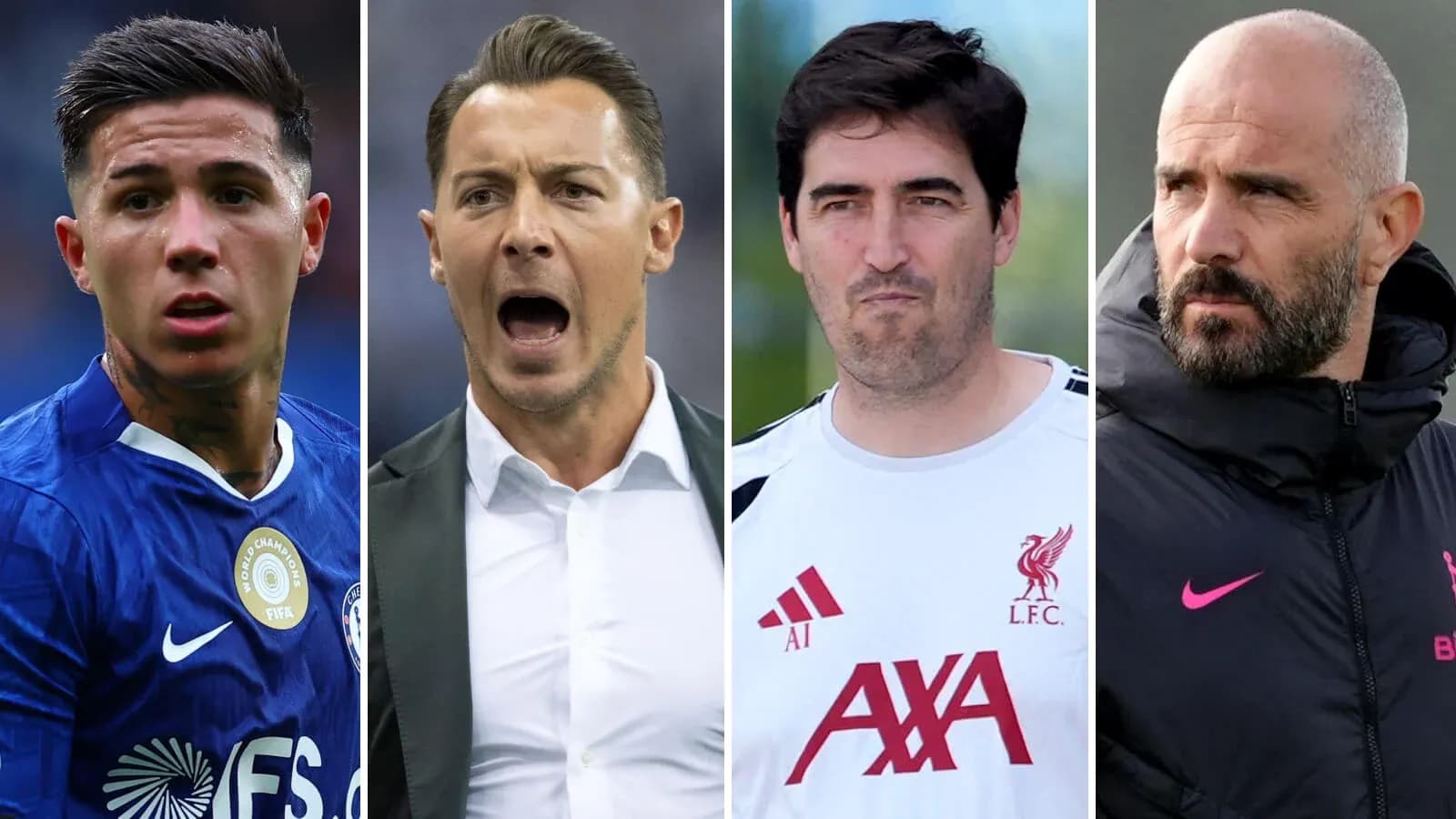 Jugadores y entrenadores de fútbol en diferentes poses