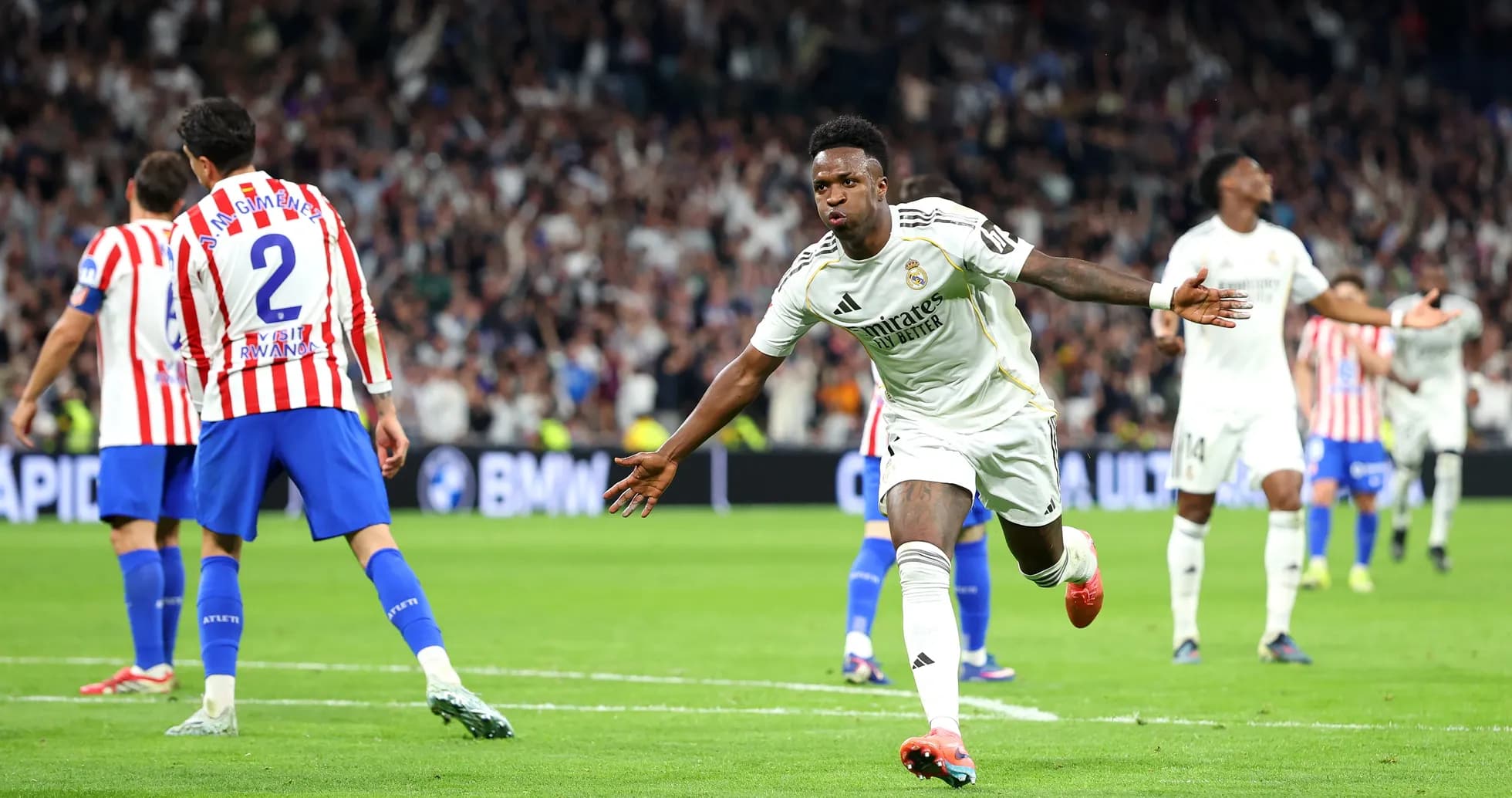 Vinícius Jr. celebrando un gol contra Atlético Madrid