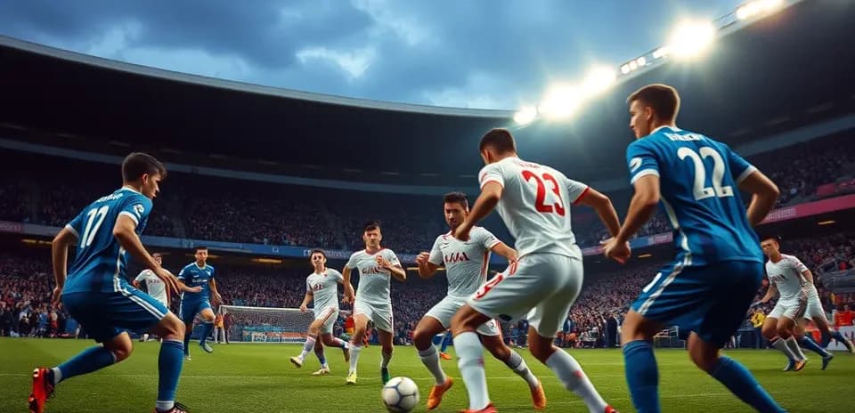 Jugadores compitiendo por el balón en el partido
