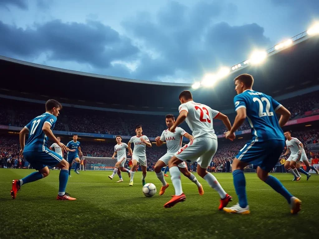 Jugadores compitiendo por el balón en el partido