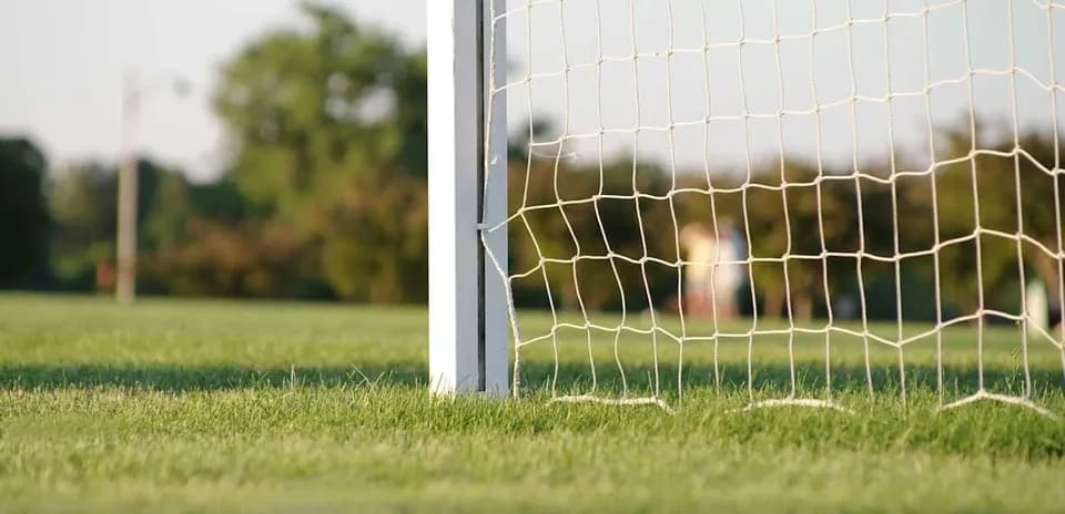Portería de fútbol en campo de hierba