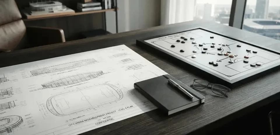 Planos de estadio y tablero de estrategia de fútbol