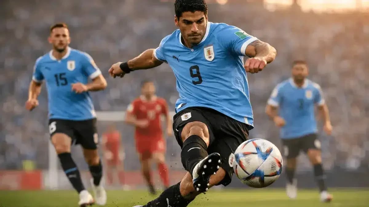 Luis Suárez disparando el balón en el partido