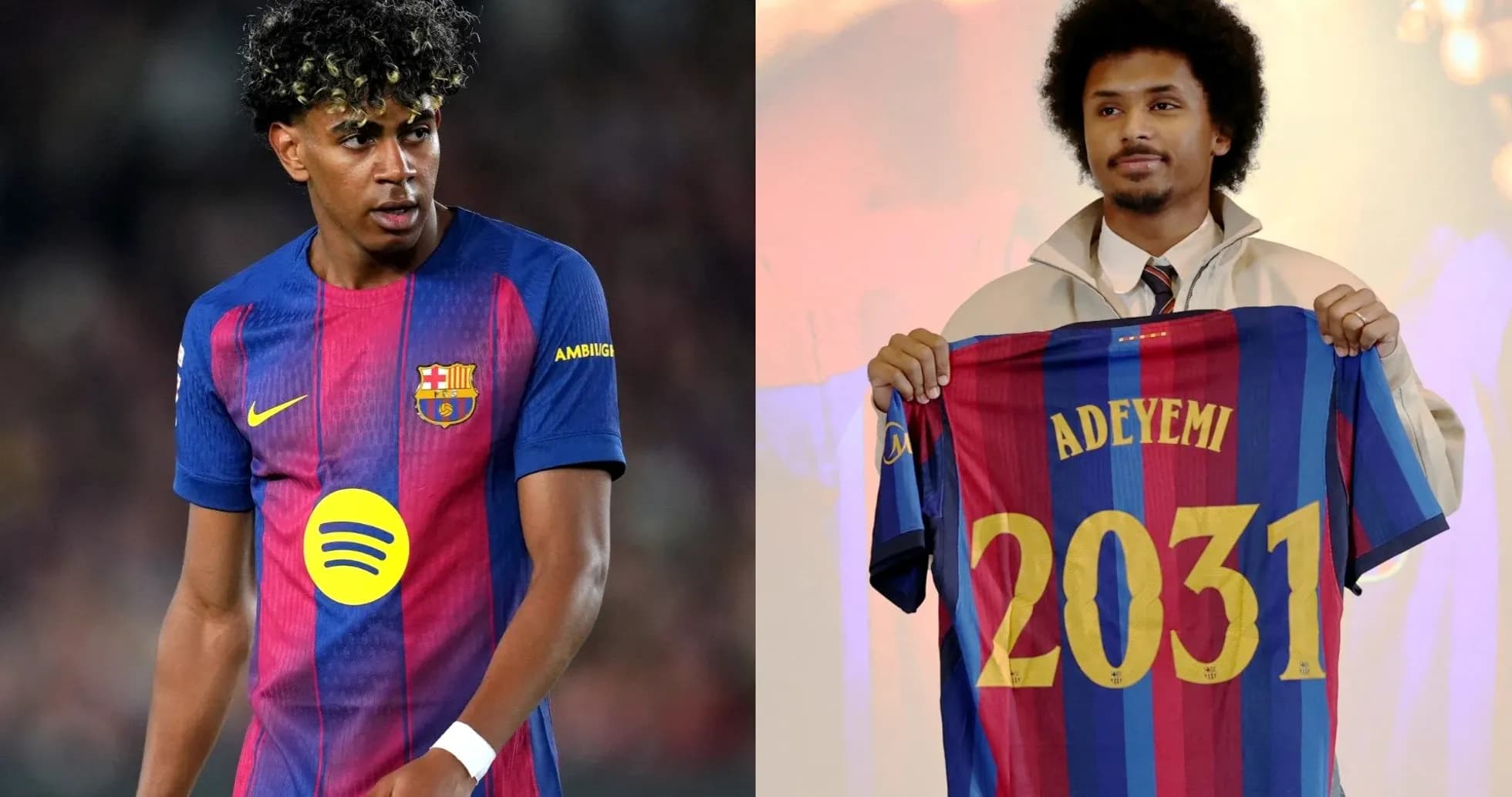 Jugador de Barcelona y presentación de Adeyemi con camiseta
