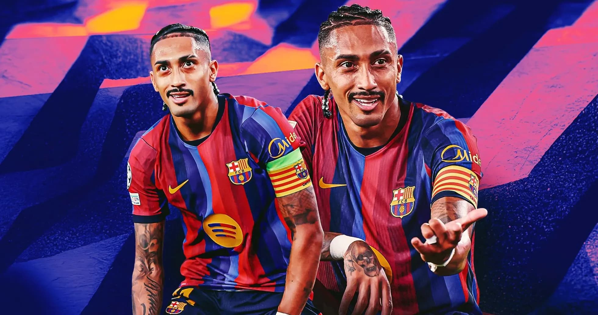 Jugador del FC Barcelona posando con uniforme