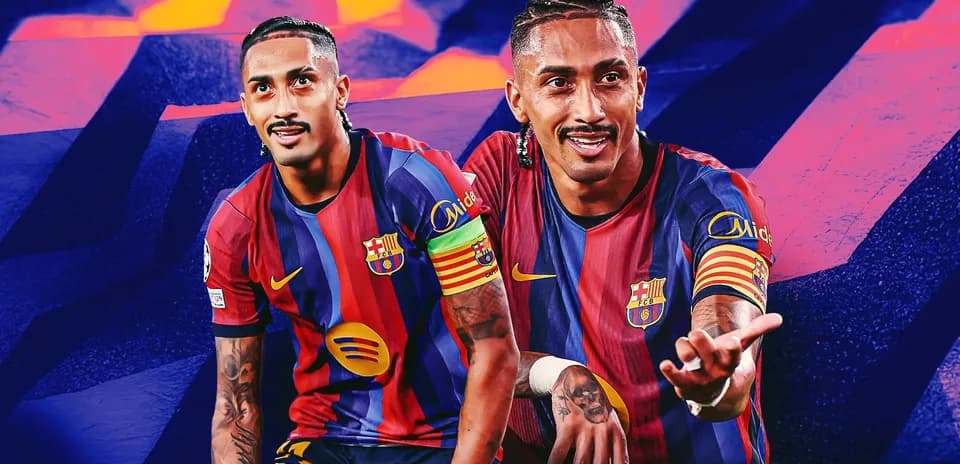 Jugador del FC Barcelona posando con uniforme