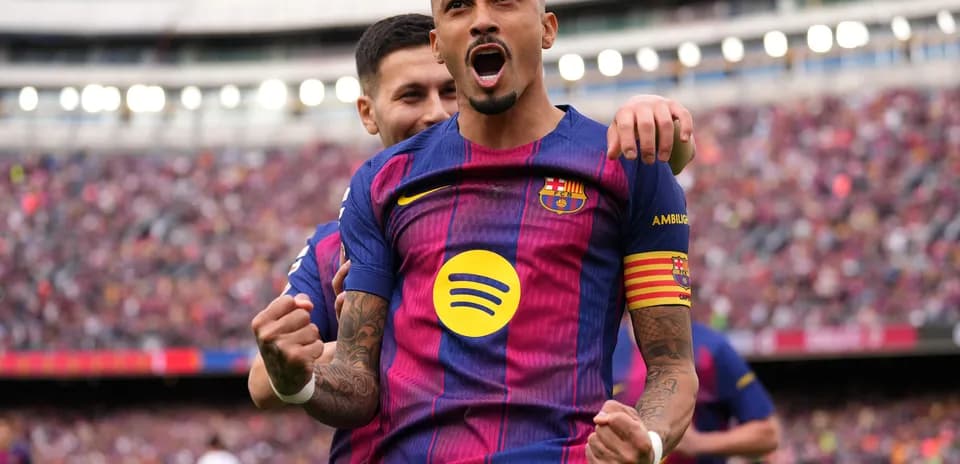 Celebración de un jugador del Barcelona