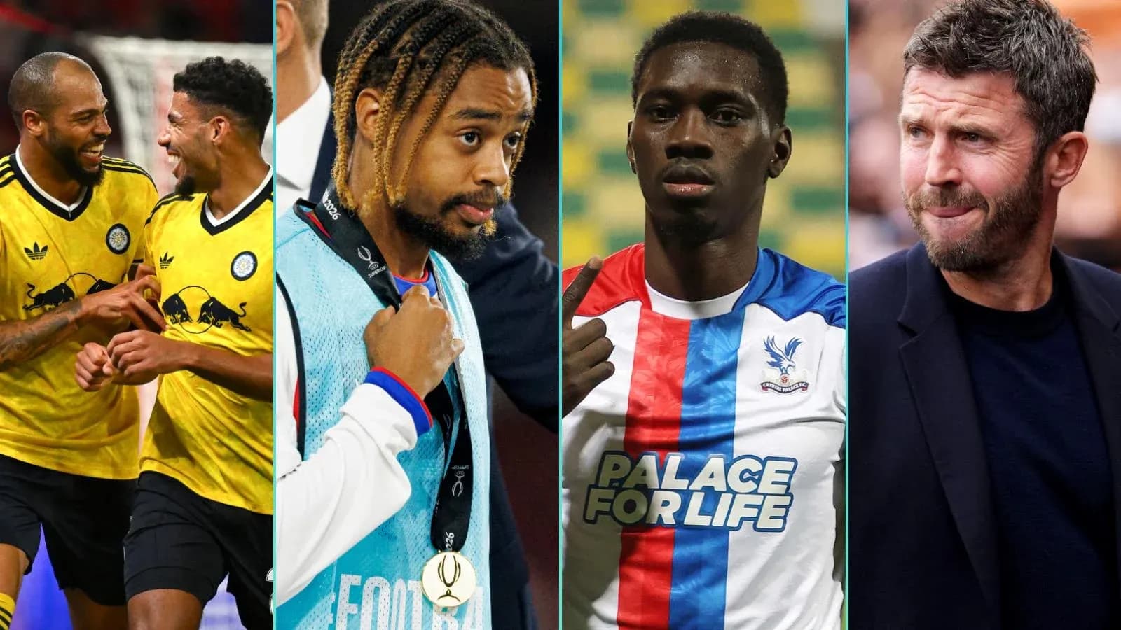 Jugadores y entrenador de fútbol en diferentes situaciones