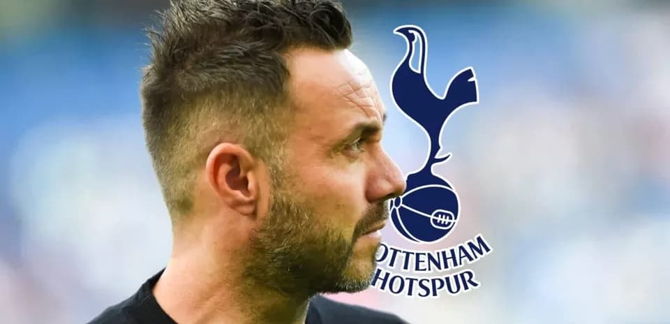 Hombre mirando hacia un lado con logo de Tottenham