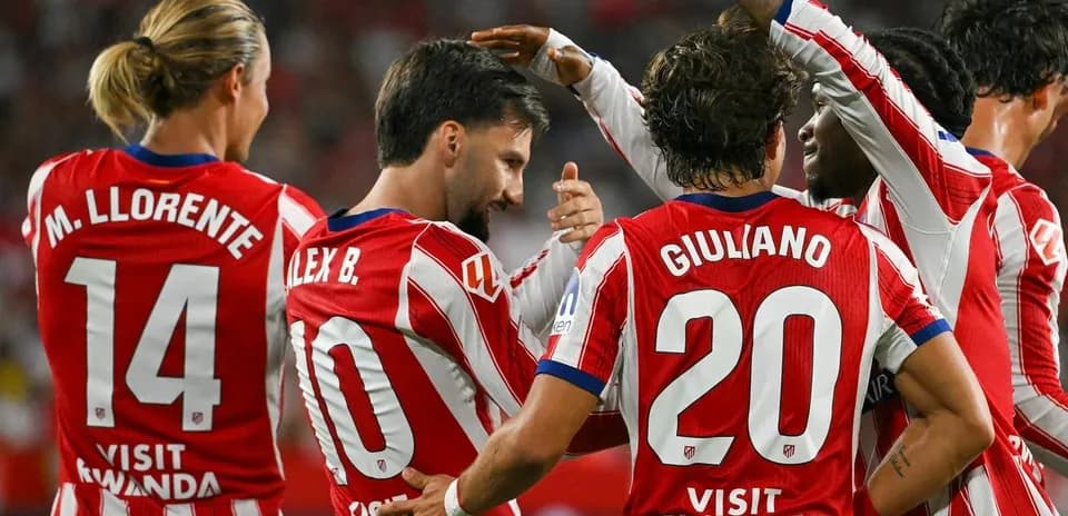 Jugadores del Atlético de Madrid celebrando un gol