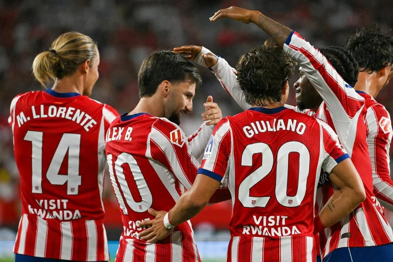 Jugadores del Atlético de Madrid celebrando un gol
