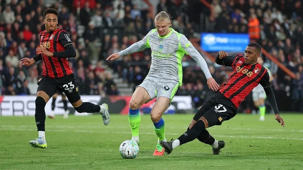 Haaland en acción durante el partido contra Bournemouth