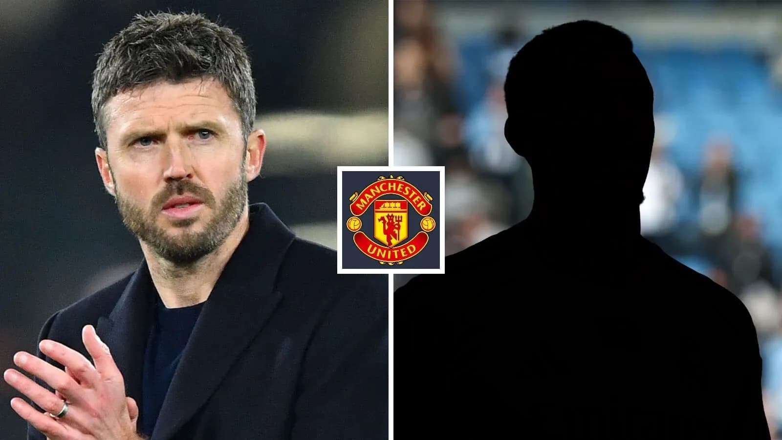 Michael Carrick con logo de Manchester United y silueta
