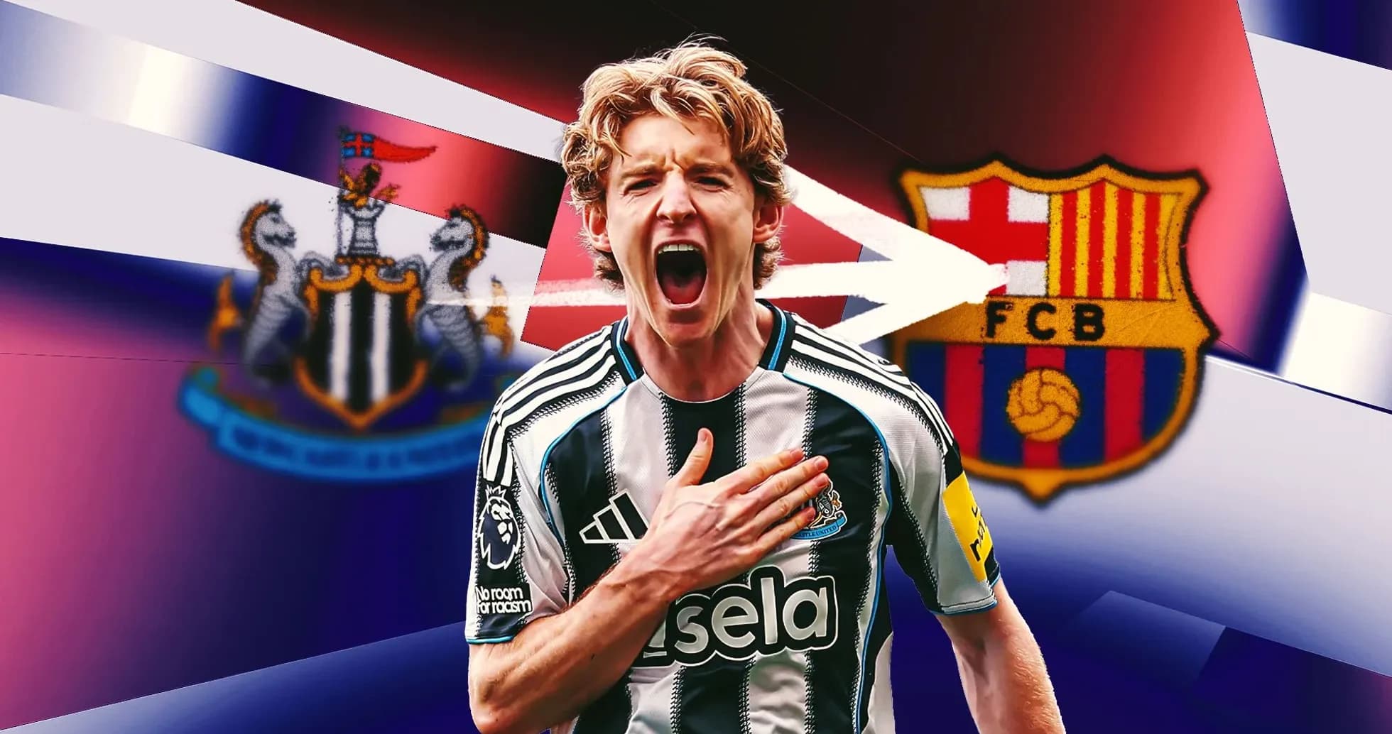 Jugador de Newcastle celebrando con camiseta del equipo
