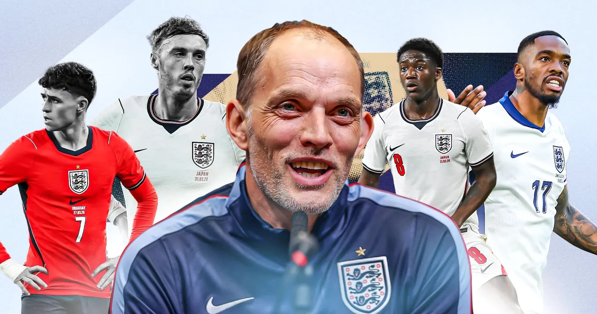 Entrenador y jugadores de Inglaterra en collage