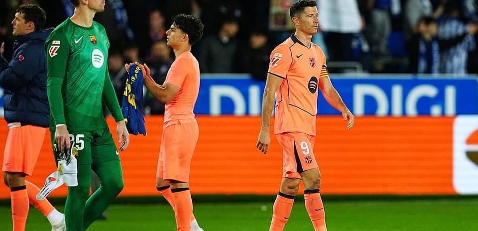 Jugadores del Barcelona al final del partido