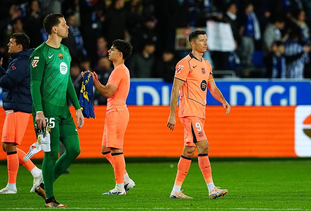 Jugadores del Barcelona al final del partido