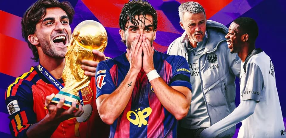 Jugadores celebrando con trofeos y entrenadores en fondo colorido