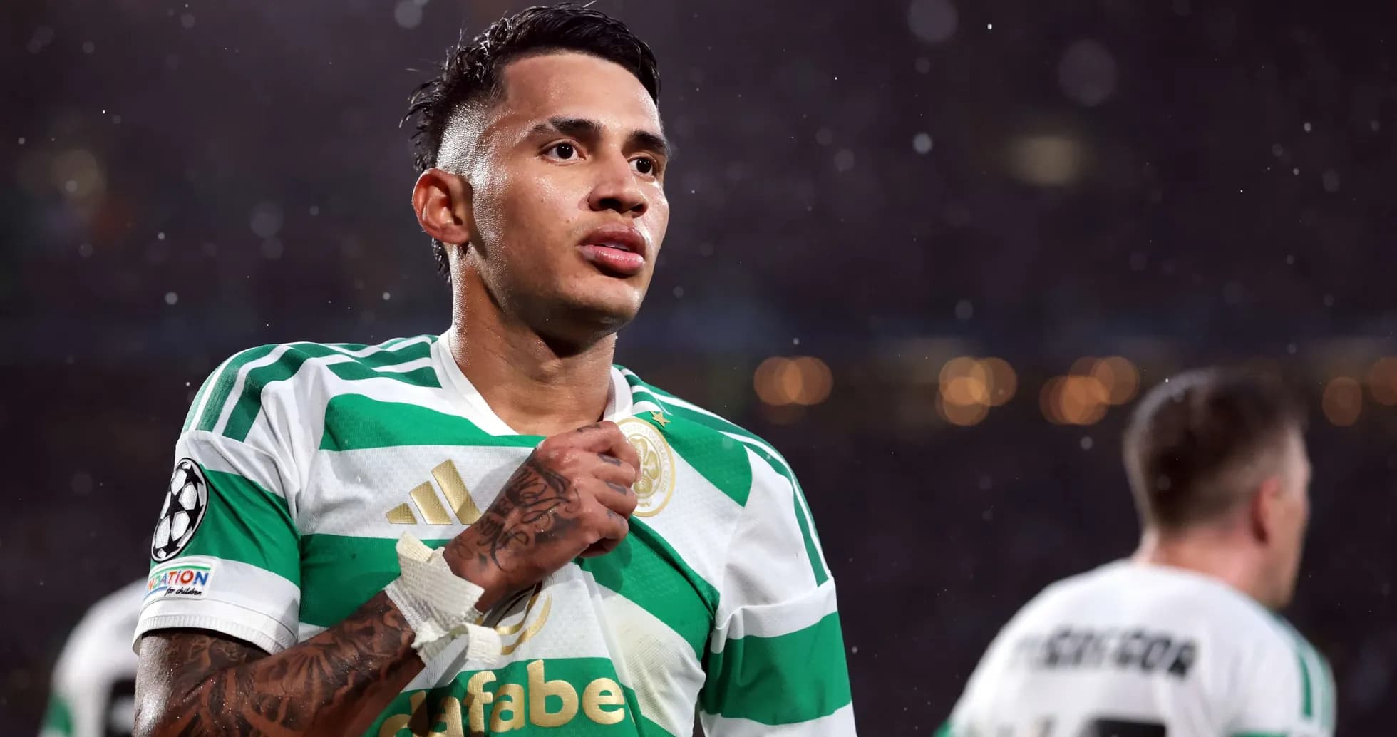 Jugador de Celtic durante el partido de Champions League