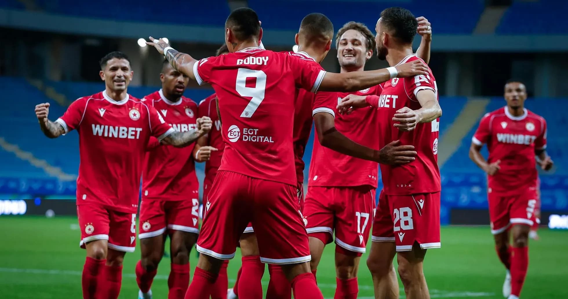 Jugadores del CSKA Sofia celebrando un gol