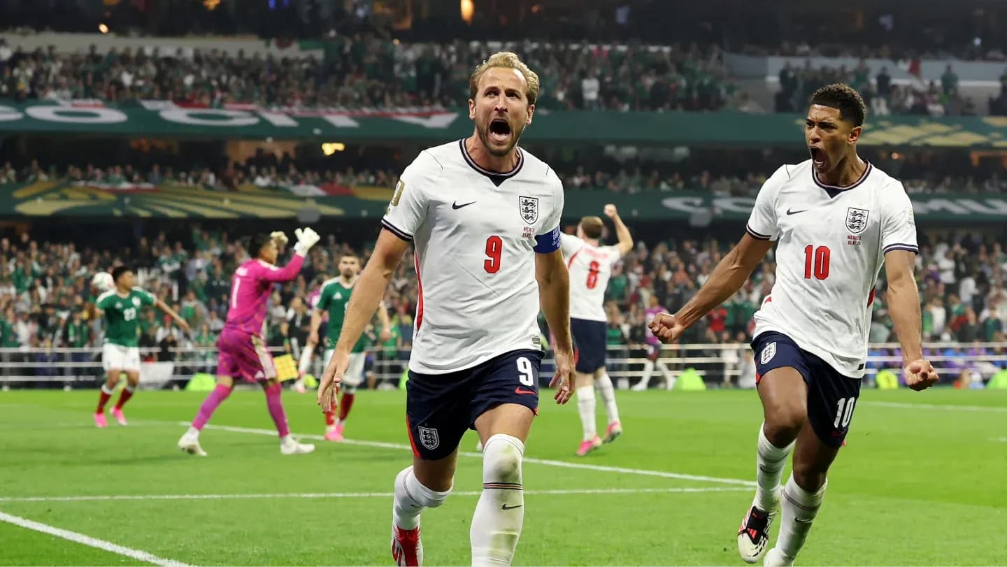 Harry Kane y Jude Bellingham celebrando un gol